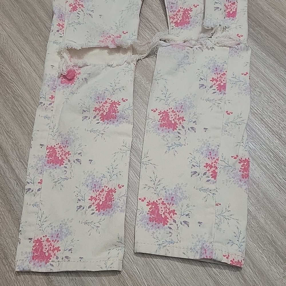 Gap Kids 1969 Super Skinny Floral Print Ripped KneesJeans Size 7 Regular - Picture 2 of 10
